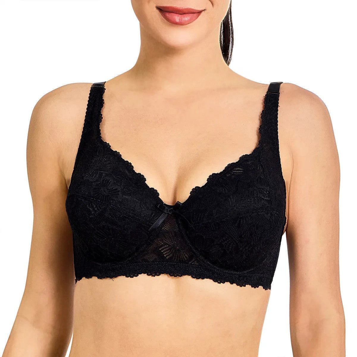 Net Push up Bra | Padded | Carbon Black