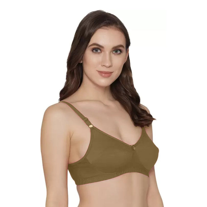 Non-Padded Soft Cotton T-shirt Bra | Wireless | Light Brown