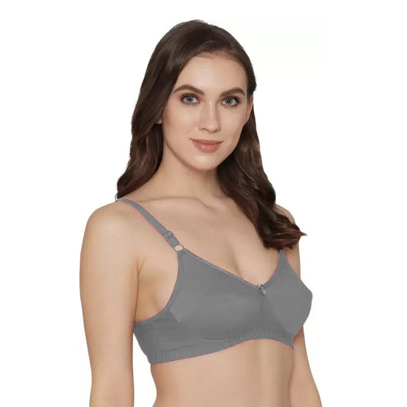 Non-Padded Soft Cotton T-shirt Bra | Wireless | Silver White