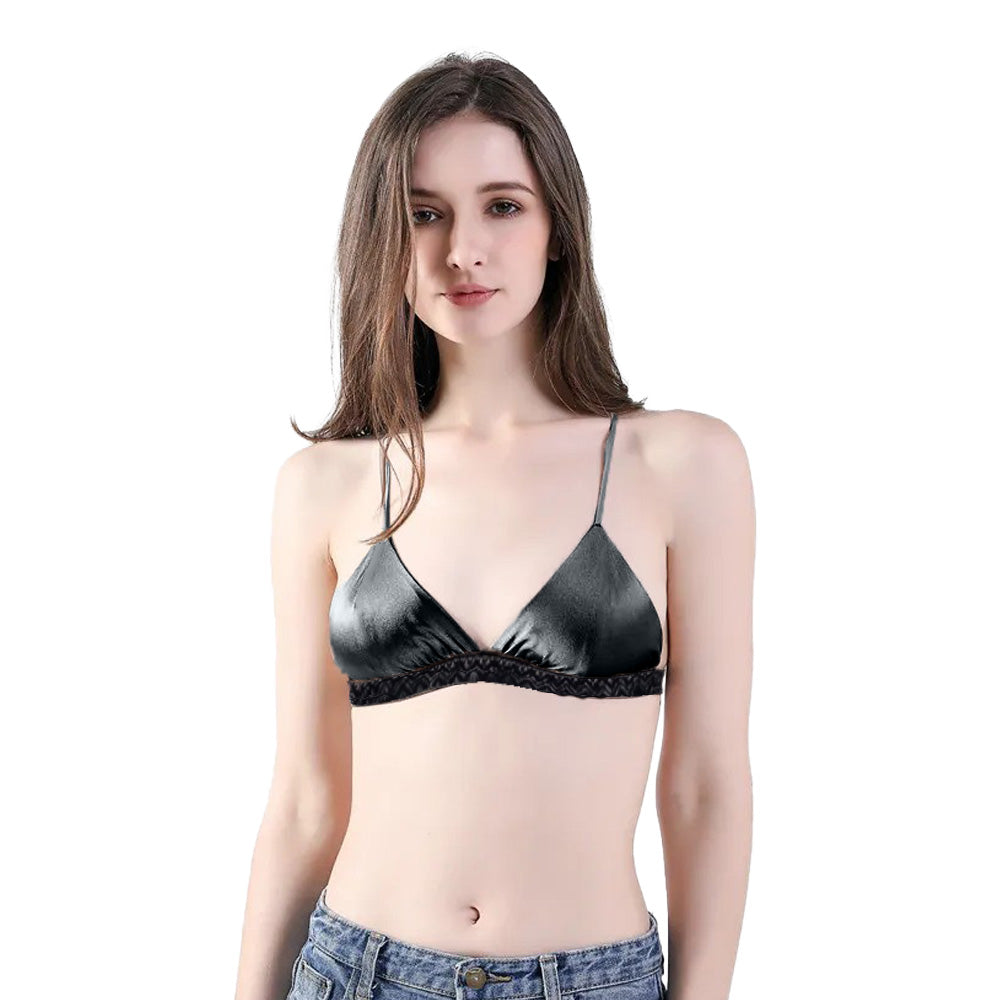 Silk Padded Bra | Wireless | Ebony Black