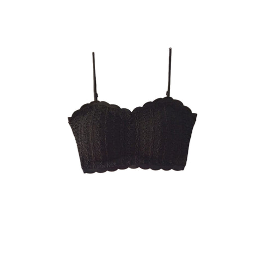 Strapped Bandeau Cotton Bra | Padded | Carbon Black