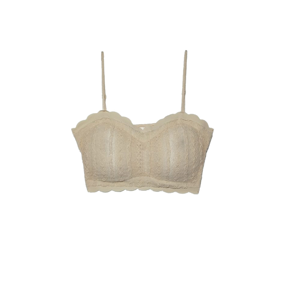 Strapped Bandeau Cotton Bra | Padded | Light Skin