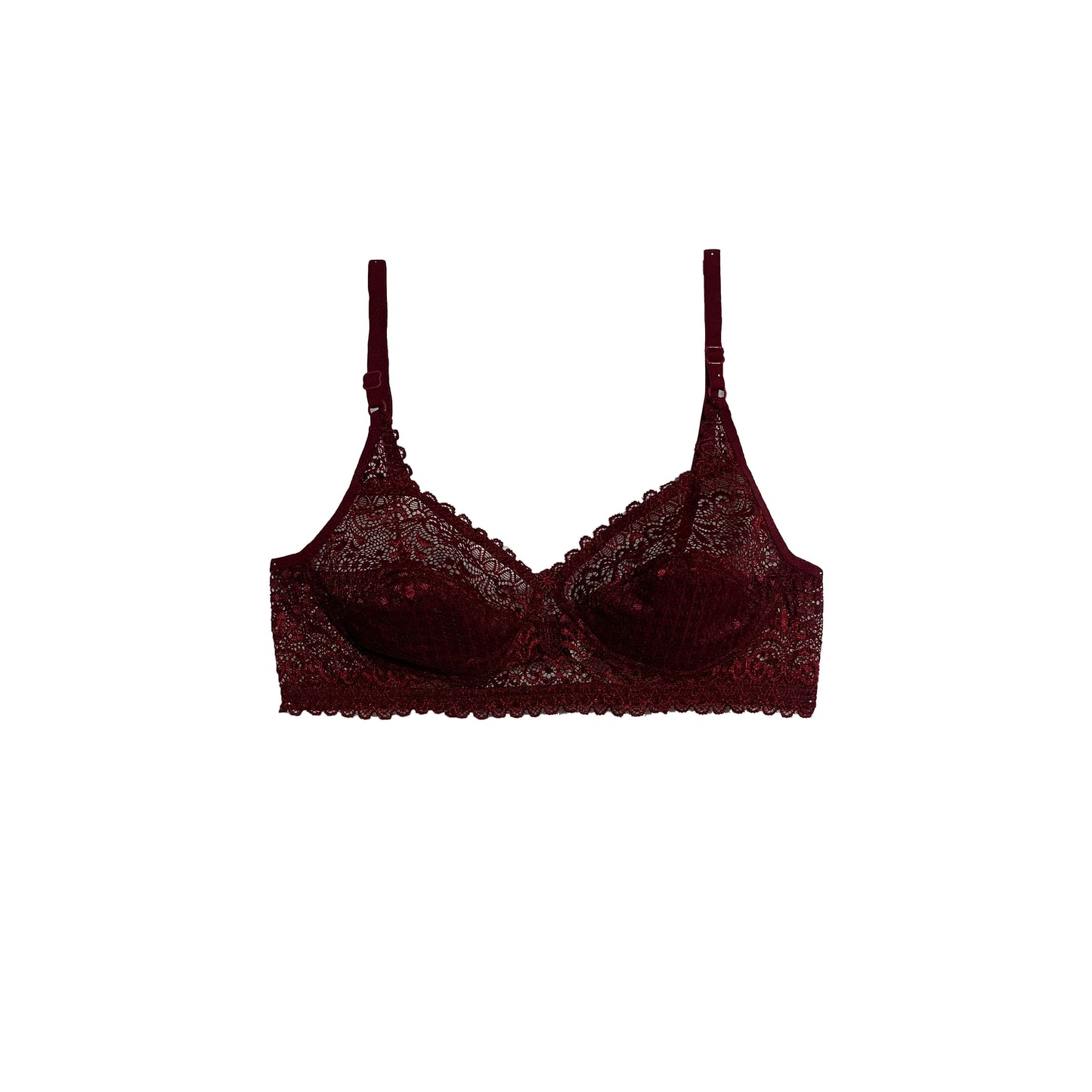 Non-Padded Net Bra | Wireless | Dark Maroon