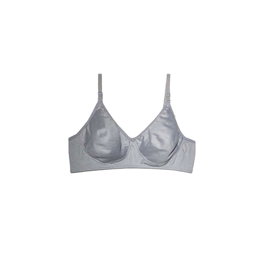 Non-Padded Soft Cotton T-shirt Bra | Wireless | Silver White