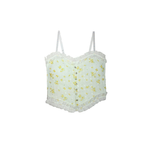 Stylish Full Coverage Chiffon Camisole Top | Yellow Flowered