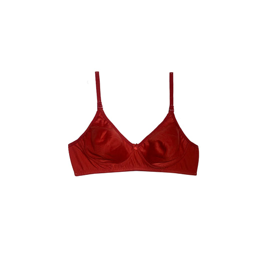 Non-Padded Soft Cotton T-shirt Bra | Wireless | Scarlet Red