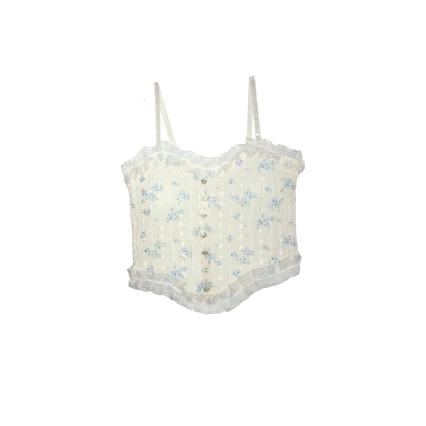 Stylish Full Coverage Chiffon Camisole Top | Blue Flowered