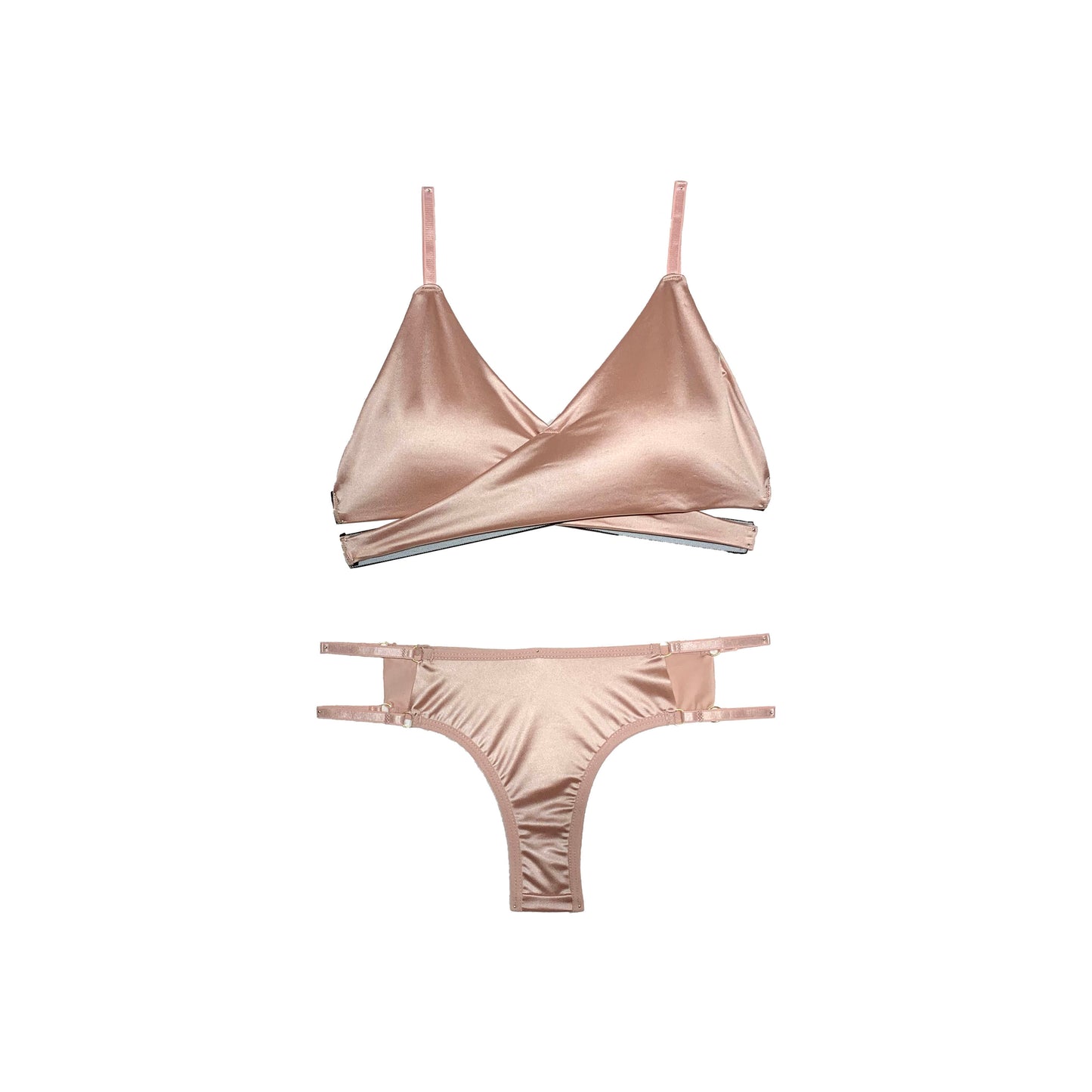 Padded Silk Bra Panty Set | Wireless | Rose Pink