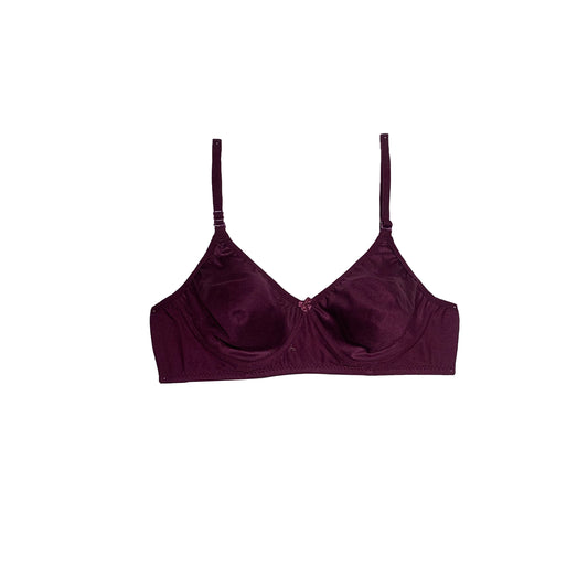 Non-Padded Soft Cotton T-shirt Bra | Wireless | Deep Brinjal