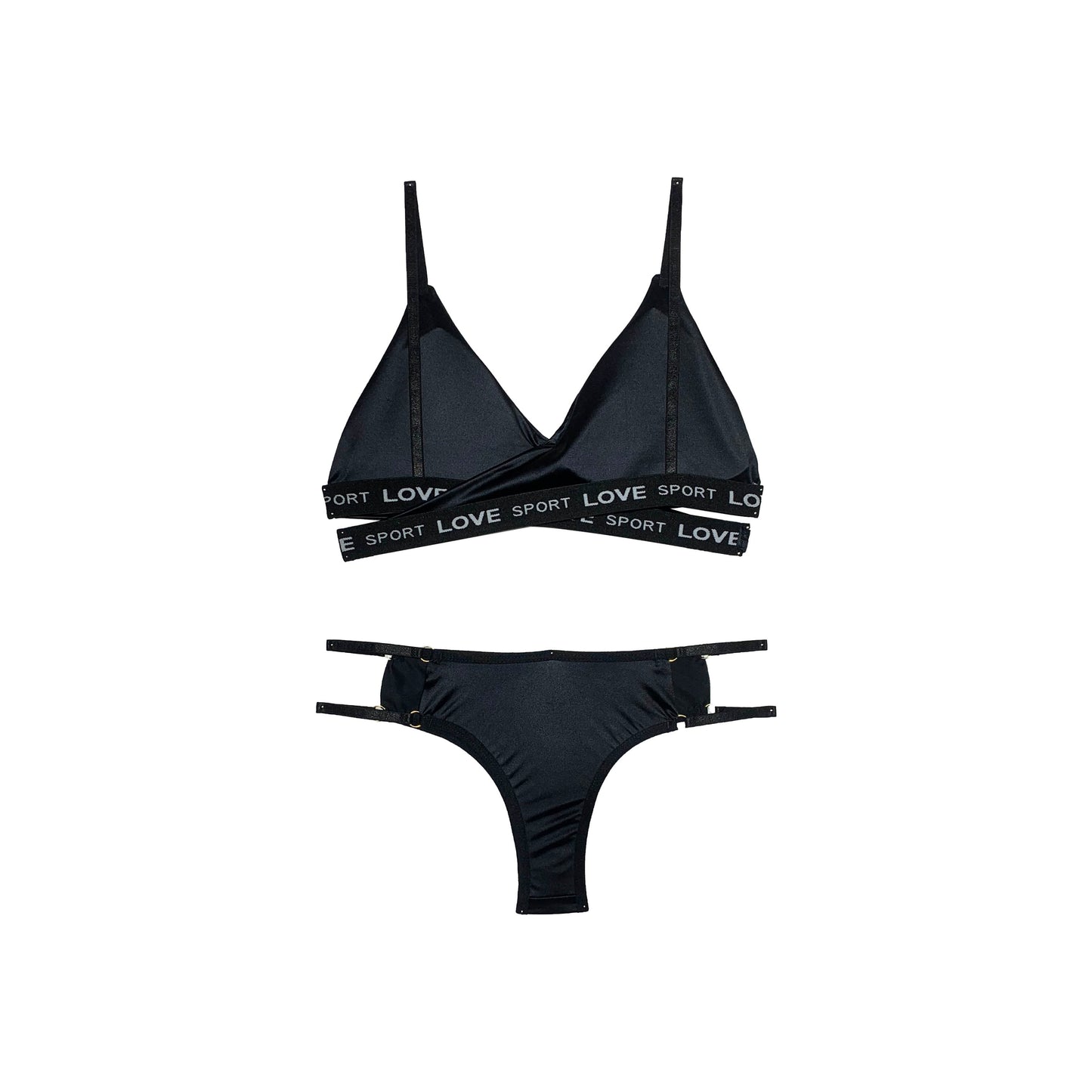 Padded Silk Bra Panty Set | Wireless | Jet Black