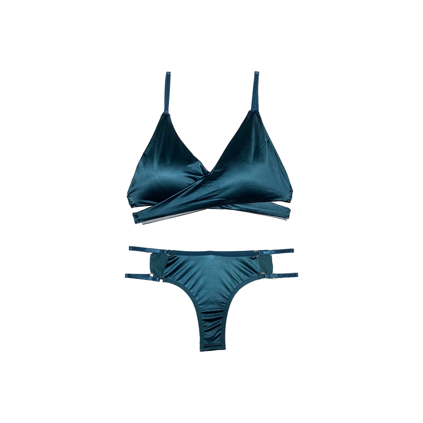 Padded Silk Bra Panty Set | Wireless | Midnight Blue