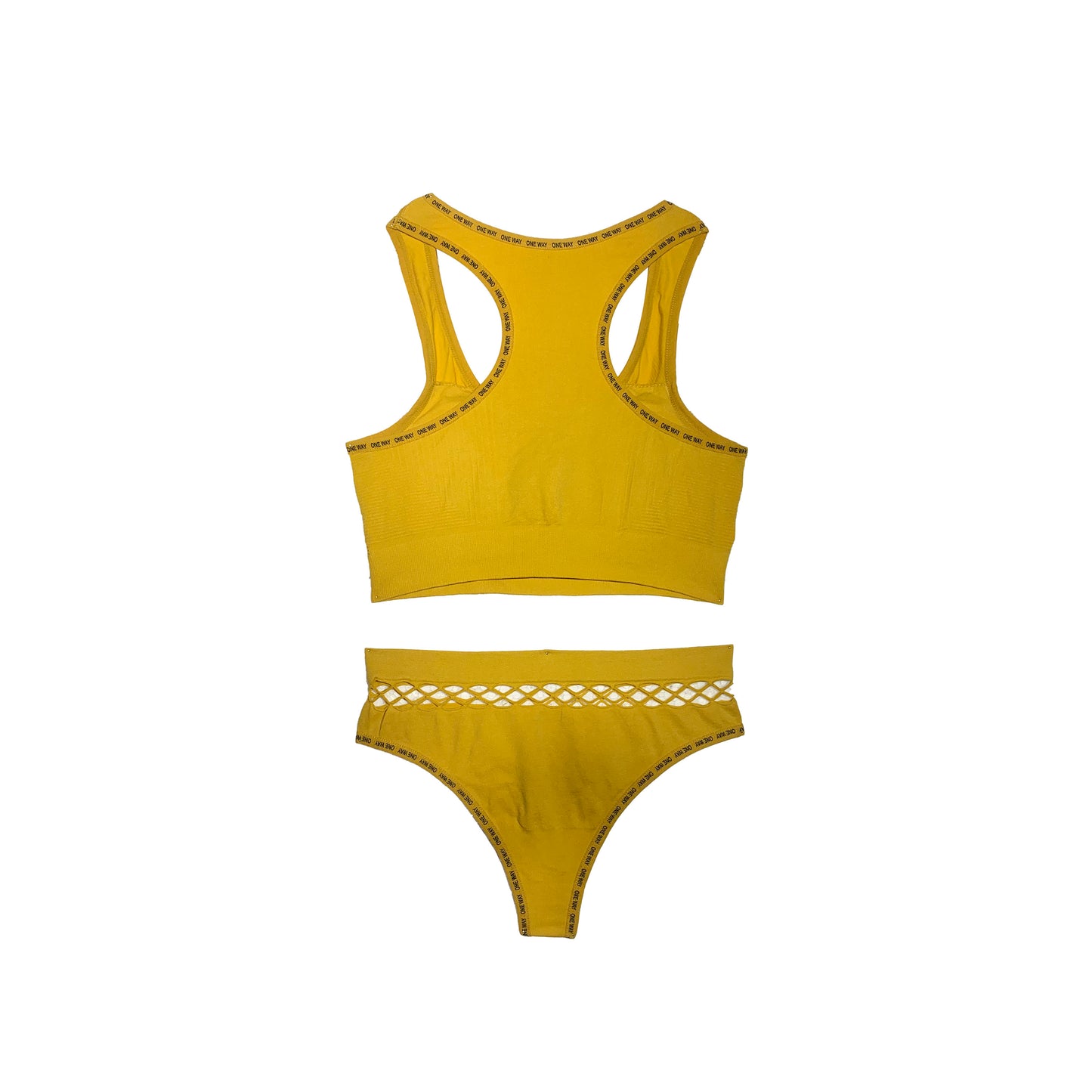 Cotton Interlock Bra Panty Set | Wireless Padded | Canary Yellow