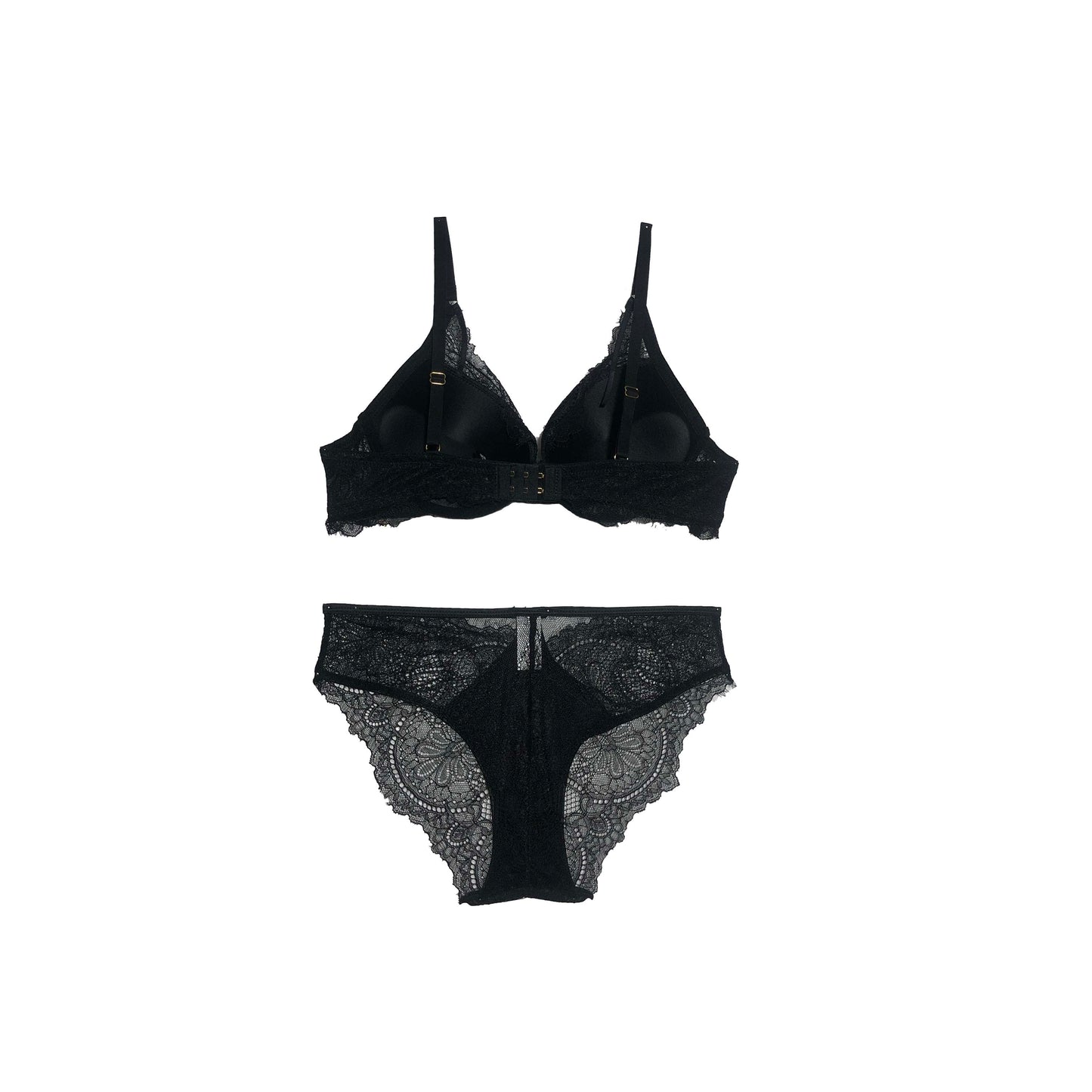 Padded Net Bra Panty Set | Push Up | Ebony Black