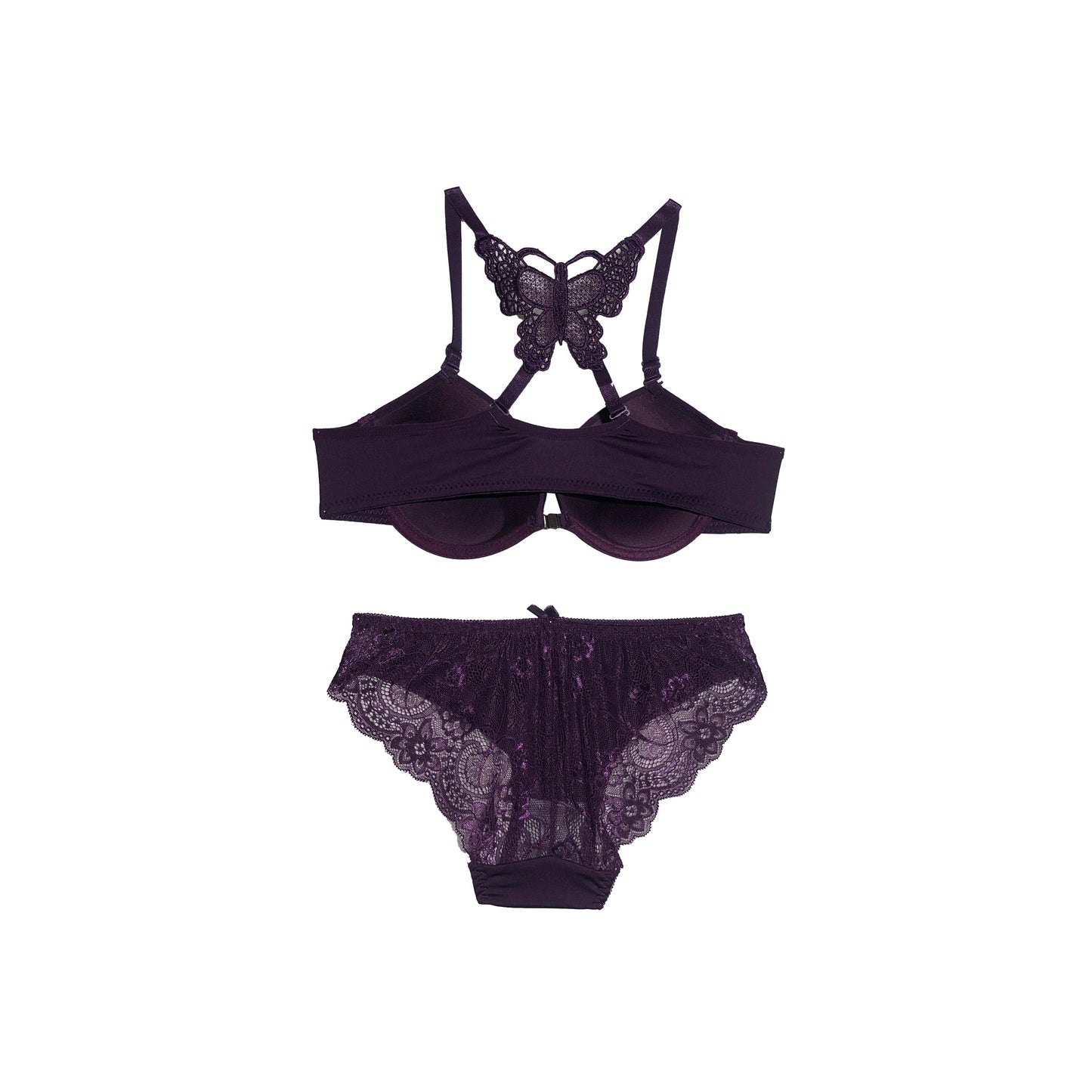 Butterfly-Style Padded Bra Panty Set | Push Up | Amethyst Purple