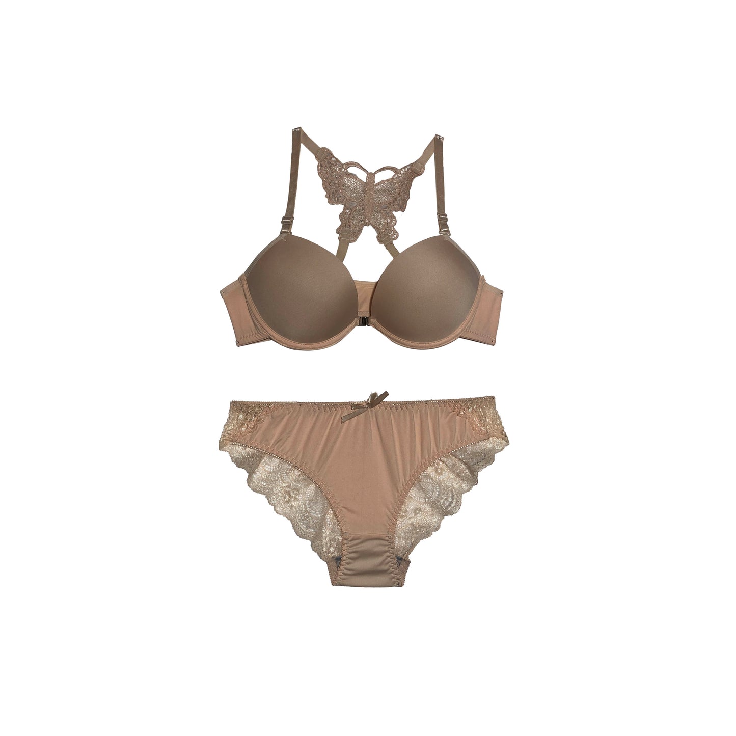 Butterfly-Style Padded Bra Panty Set | Push Up | Pearl White